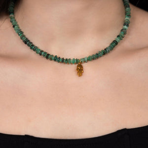 Emerald Hamsa Necklace