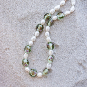 Venetian Beads & Fresh Water Pearl Necklace