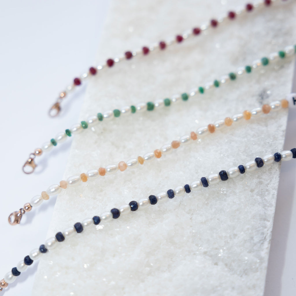 Custom Pearl Gemstone Name Necklace