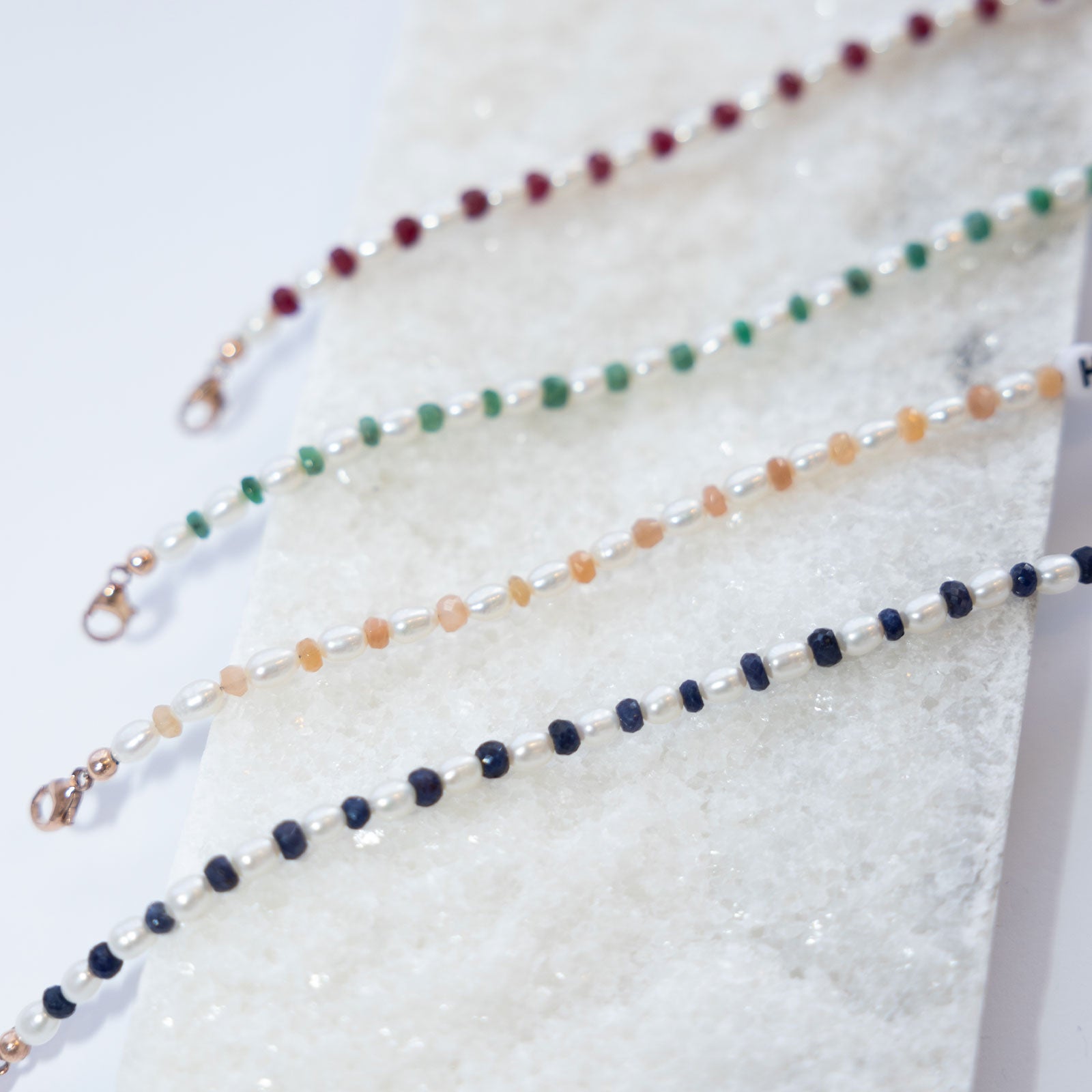 Custom Pearl Gemstone Name Necklace