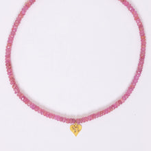 Load image into Gallery viewer, Pink Sapphire Heart Chai Necklace
