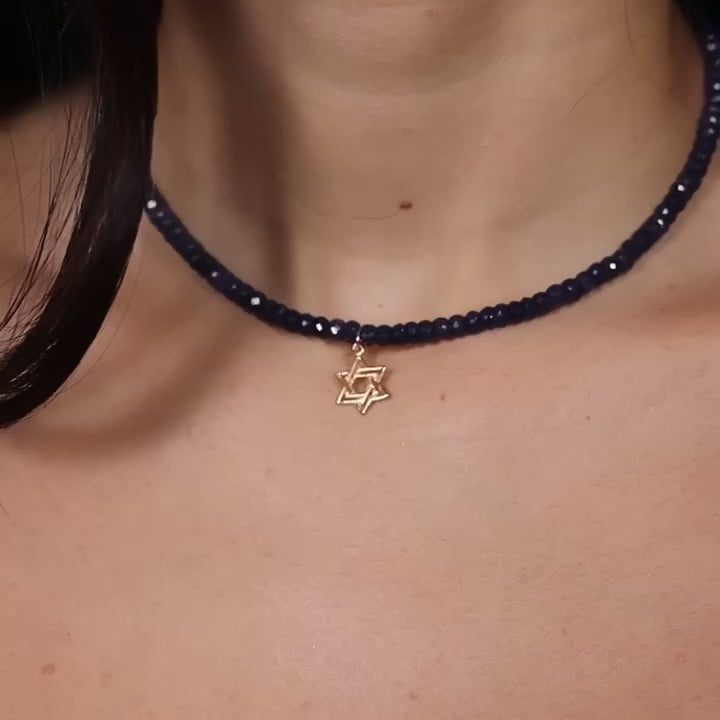 Sapphire Jewish Star Necklace