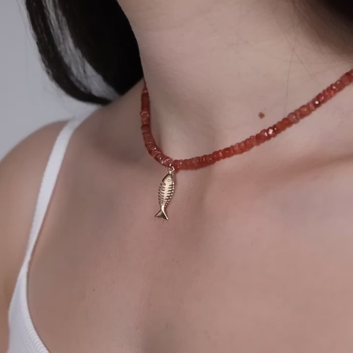 Sunstone Fish Necklace