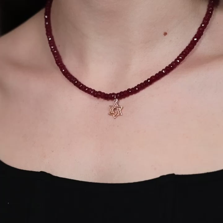 Ruby Jewish Star Necklace