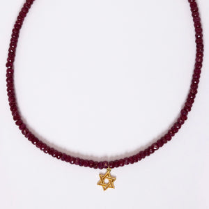 Ruby Jewish Star Necklace