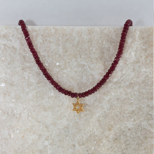 Ruby Jewish Star Necklace