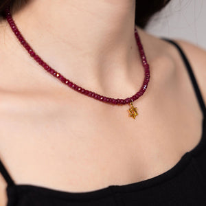 Ruby Jewish Star Necklace