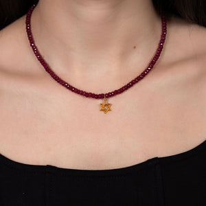 Ruby Jewish Star Necklace