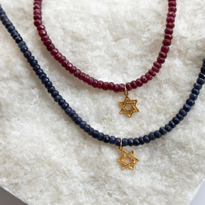 Sapphire Jewish Star Necklace